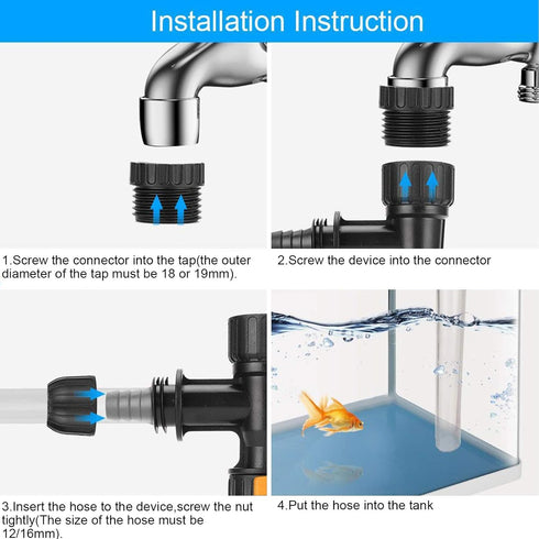 EVTSCAN Aquarium Water Changer, Fish Tank Water Changer with Faucet Adapter Replacement Nozzles and Pump