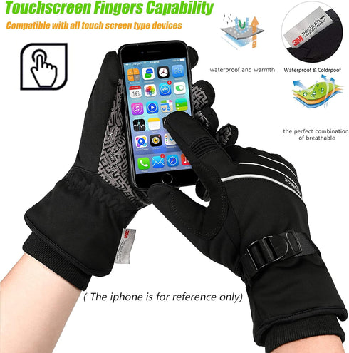 MOREOK MK020F 3M Thinsulate Winter Gloves One Pair (Black-Medium)