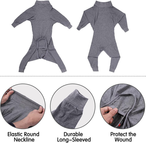 Dog Recovery Suit for Abdominal Wound After Surgery, Prevent Licking Wounds, E-Collar Alternatives, Long Sleeve Pajamas