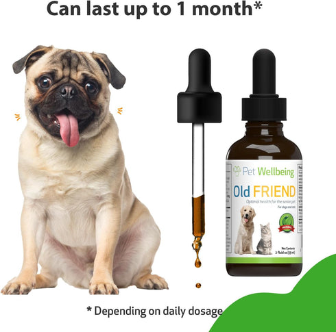 Pet Wellbeing Old Friend for Senior Dogs, 2 oz - Vet-Formulated Natural Herbal Supplement for Joint Mobility Support