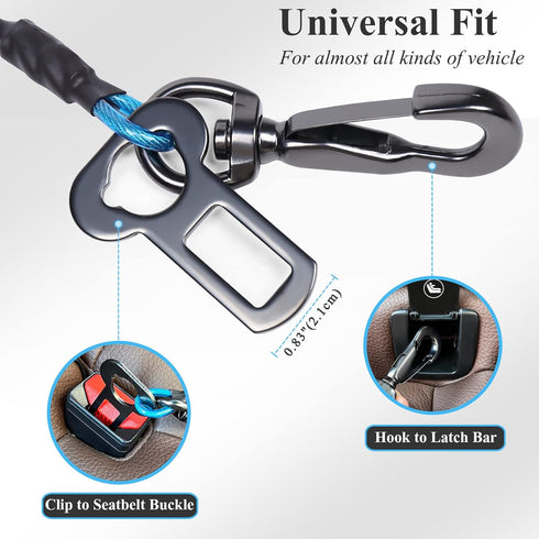 VIVAGLORY Dog Seat Belt, Heavy Duty Steel Rope Waterproof Safety Belt for Small Medium Dogs (22", Blue)