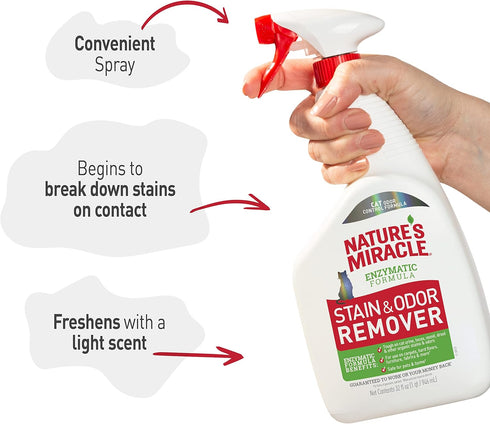 Nature’s Miracle Stain And Odor Remover for Cat, 32 Ounces, Odor Control Formula