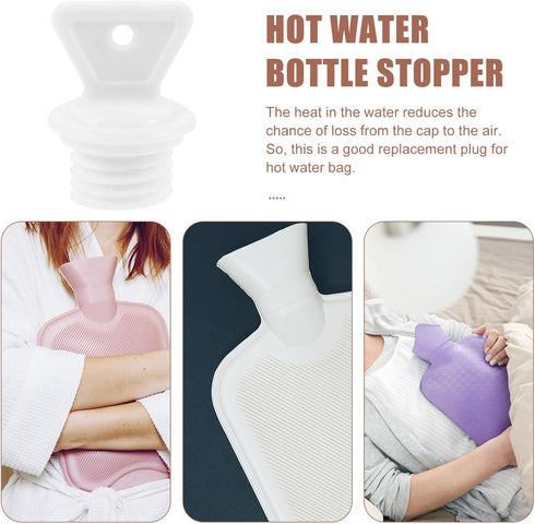 2pcs Healeved Hot Water Bag Stopper Rubber Hot Water Bottle Cap Plastic Hot Water Sack Plug Anti-Leak Hot Water Bottle