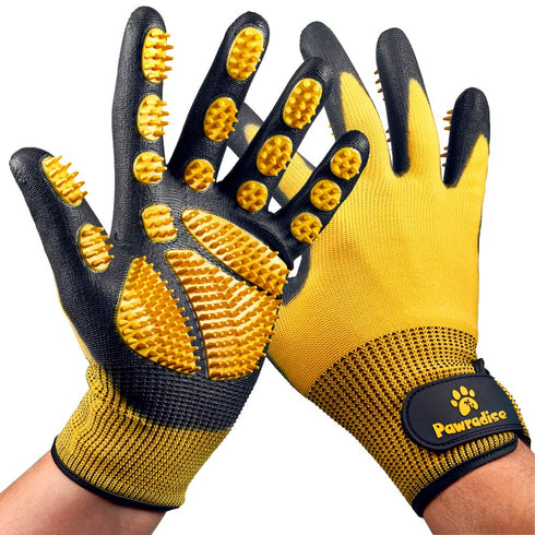 Pet Grooming and Bathing Gloves, Effective Hair Remover for Cats, Dogs & Horses, Deshedding Gloves