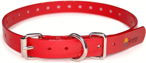 Heavy Duty Red 3/4" TPU Coated Nylon Replacement Dog Collar Strap with Metal Buckle for Shock, Bark, Electric +