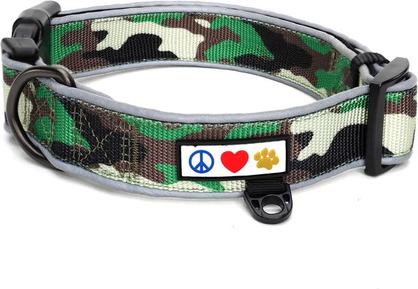 Pawtitas Camouflage Padded Reflective Puppy Training Collar - Medium/Large, Camo Green