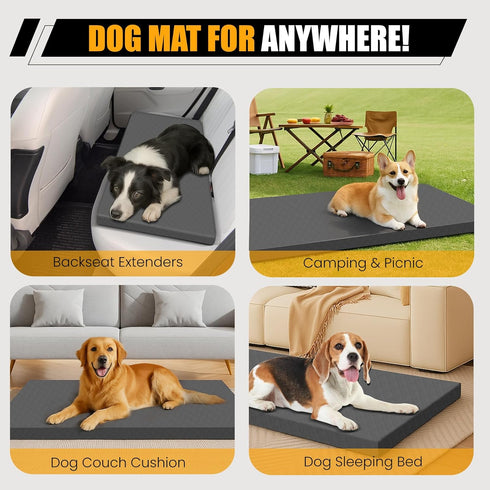 Common Dog Car Bed for Back Seat Cover, Supportive Foam Pet Mat Cushion for Car Backseat Extender with Removable Cover