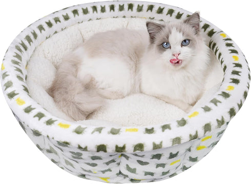 Super Soft Small Dog Bed & Cat Bed, Cozy Round Fluffy Plush Pet Bed, Anti-Anxiety Puppy Cuddler, Machine Washable Faux