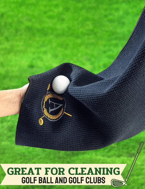 Monogrammed Golf Towels Gift - 16”x 24” Microfiber for Golf Bags, Men Women, National Golf Day, Birthday, Christmas,