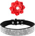 Rhinestone Dog Collar - Soft Suede Leather Adjustable Pet Collar with Crystal Diamond for Small Medium Large Dogs