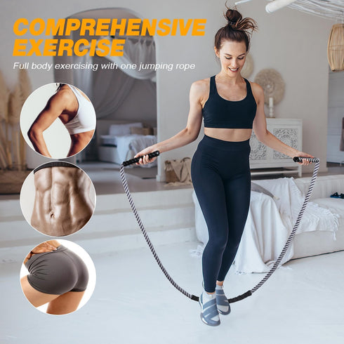 Weighted Jump Rope for Adults, Exercise Jumprope with Comfortable Grip & Carry Bag for Stamina & Strength
