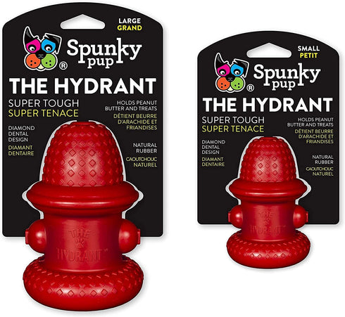 Spunky pup Hydrant Dog Toy Fill with Treats or Kibble | Rugged Double Wall Textured Rubber | Promotes Healthy Teeth and Gums | Dishwasher Safe | For Large Dogs | Made in USA