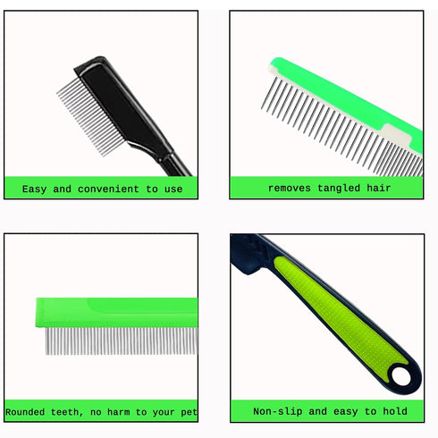 5 Pieces Pet Grooming Comb, Rubber Handle Dog Hair Comb for Removing Eye Mucus, Knots, Mats, and Tangles