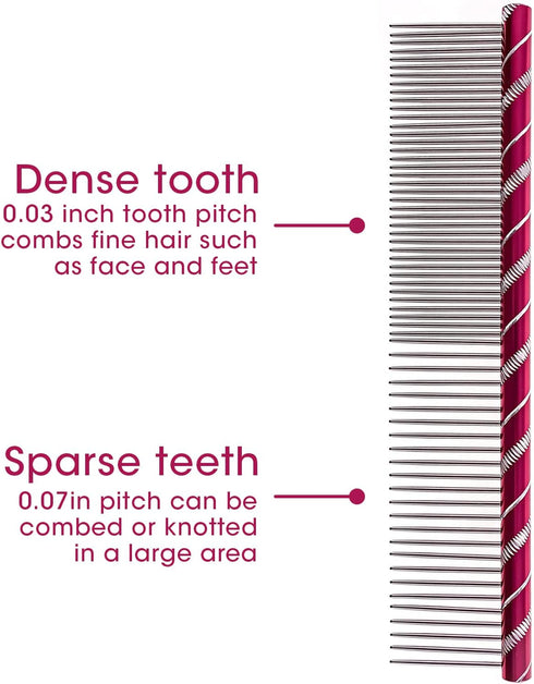 Dog Comb By MEKBOK - Grooming Tool for Medium to Thick Coats - 8 Inch Length with Rounded Spine for Cats and Dogs