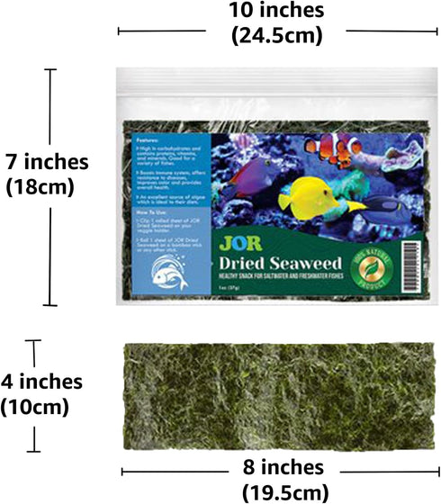 20 Seaweed Sheets for Tangs, Angels, Plecos, Nutrient-Rich Dried Snack for Bottom Feeders, 1 oz. Pet Feed