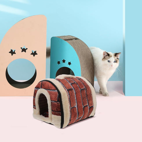 FOMIYES Pet Sleeping Bed, Cat Sleeping House Dog Bed Cushion, Pet House Cave for Dogs and Cats