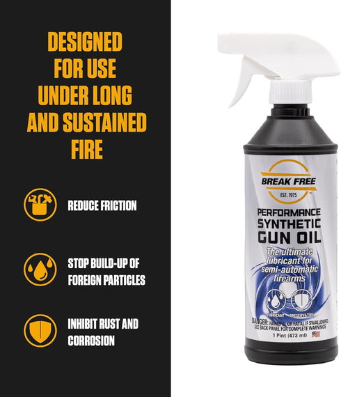 1 Break Free LP Lubricant and Preservative Performance Synthetic Gun Oil, Spray Bottle, Pint