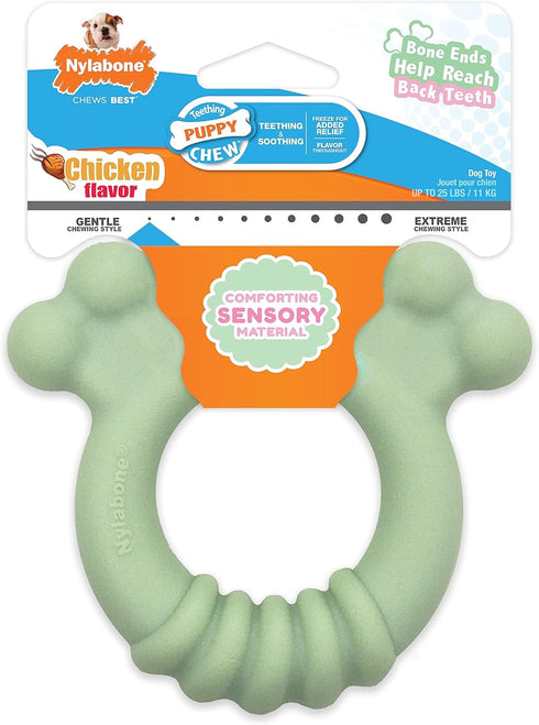 Nylabone Sensory Material Puppy Chew Toy Ring, Chicken Flavor Teething Toy for Boredom & Stimulation