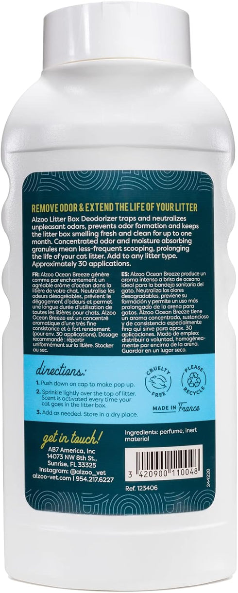 Cat Litter Deodorizer, Concentrated Granules Absorb & Help Neutralize Odors, Mineral-Based Active Ingredients, Up To 30 Uses, Ocean Breeze Scent, 26.6 Oz., Pack of 2