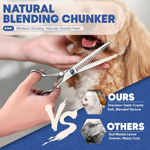 JP-440C Cutting/Trimming (7.5" (24-Tooth)) Moontay Professional Dog Grooming Straight, Curved