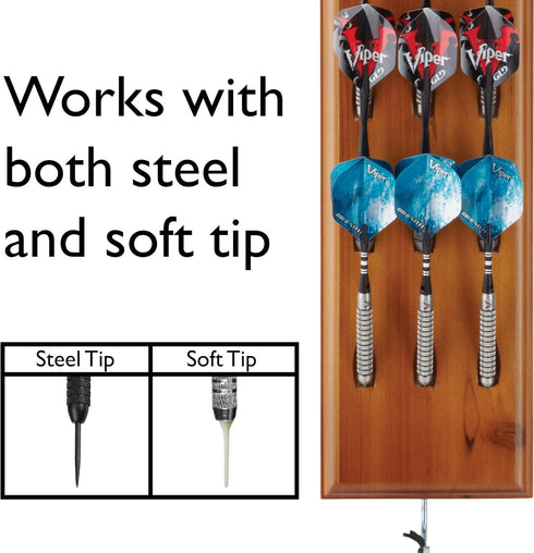 Viper Dart Caddy Solid Wood Wall Mounted Dart Holder/Stand - Displays 4 Sets of Darts
