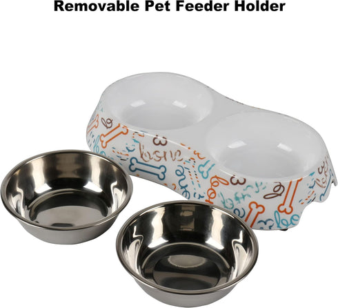 M&BGWPP Melamine Plastic Dog Food Bowl, Non Skid Base, 2-in-1 Removable Stainless Steel Pet Feeder Bowls for Dogs
