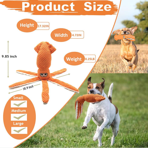 Durable Plush Dog Toys for Large Dogs - Stuffed Animal Chew Toys for Small Medium Large Breeds (Orange)