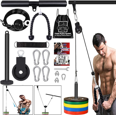 Weight Cable Pulley System Gym Equipment - Professional Home Gym Fitness LAT for Triceps Pull Down Biceps Curl