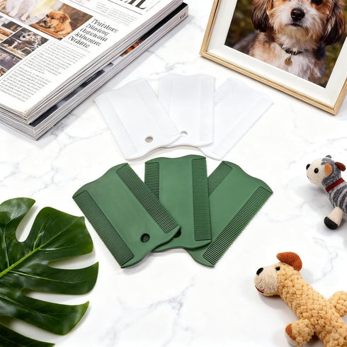 Attkryy 6-Piece Set Double-Sided Dog Cat Grooming Comb for Short Hair, Flea Removal and Daily Coat Care