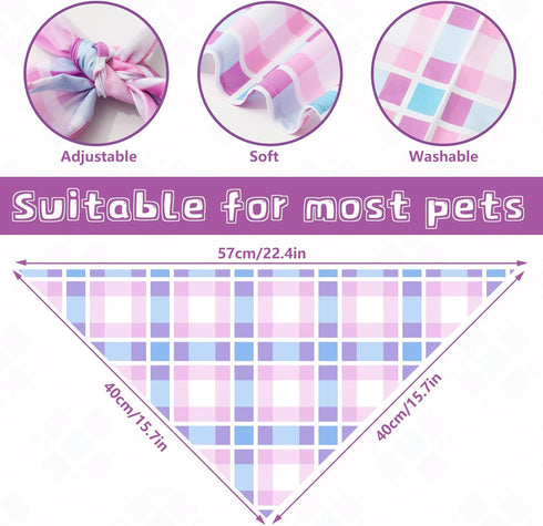 60Pcs Summer JarThenaAMCS Spring Dog Bandana Pastel Plaid Triangle Pet Scarf Adjustable Puppy Neckerchief Colorful Dog