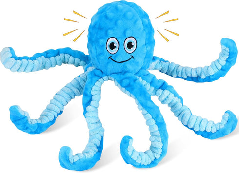 Squeaky Octopus Dog Toys, Durable Crinkle Plush Chew Toys for Teething, Interactive Tug for Small, Medium, Large Dogs