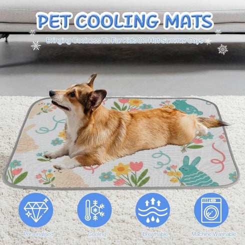 imiBBWQu Summer Summer 27" 22" Dog Cooling Mat Easter Bunny Double-Sided Dog Cooling Mat Washable Cat Pad Bed Outdoor