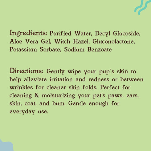 Natural Dog Company Grooming Wipes with Aloe Vera, Hypoallergenic Biodegradable Wipes for Ear, Paws, Face