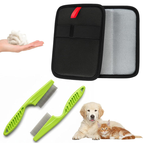 MIRJXB Pet Hair Removal Glove, 4PCS Reusable Grooming Gloves, Electrostatic Magic Brush Pet