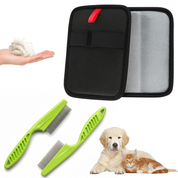 MIRJXB Pet Hair Removal Glove, 4PCS Reusable Grooming Gloves, Electrostatic Magic Brush Pet