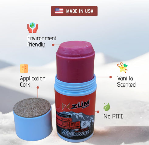 ZUMWax Ski Snowboard Ceramic Non Fluoro RUB ON Racing Wax
