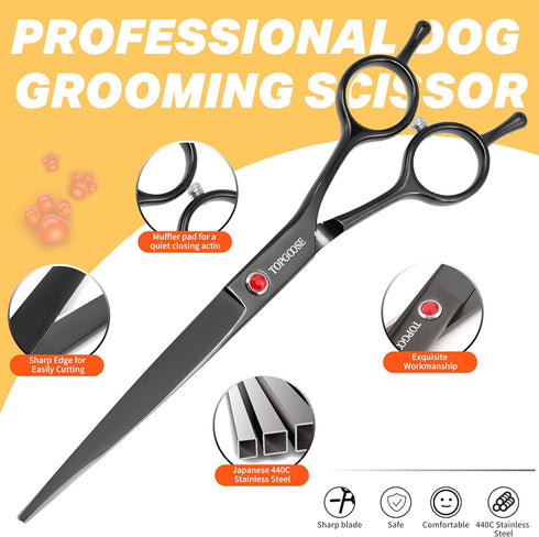6 1 Set (Set, TOPGOOSE Dog Grooming Scissors Kit, Professional in Pet Scissors Sharp Shears - Straight, Thinning