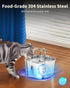 Lawfery 74oz/2.2L 4 4 Cat Water Fountain Stainless Steel, Automatic Cat Drinking Fountain with Filters & Sponges, Pet