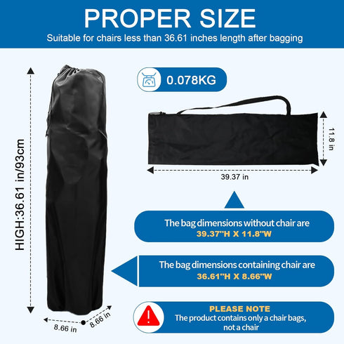 1Pack Camping Chair Bag Replacement, Camp Folding Chair Bag, Black, (Just A Bag, No Chair)