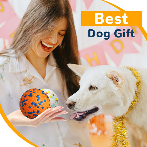 2 Pack Upgraded Indestructible Dog Tennis Balls for Aggressive Chewers, Interactive Durable Bouncy Chew Balls