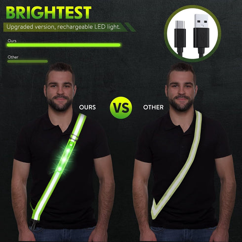 Simket LED Night Running Gear Reflective Sash, High Visibility USB Rechargeable Adjustable for Jogging