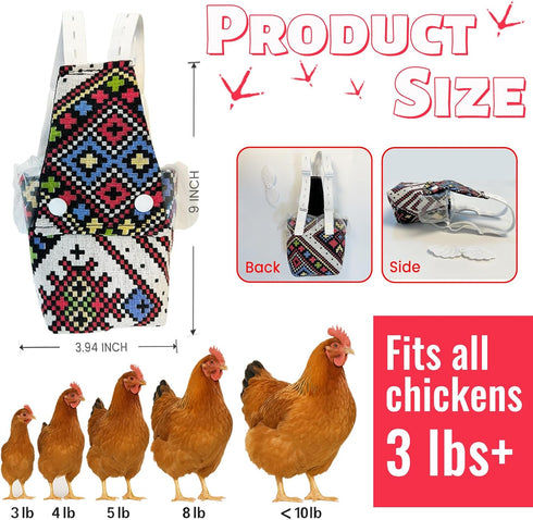 Revoloza 3D 3D Reusable Chicken Diapers for Indoor Chickens Leak-Proof Pouch with Replaceable Bag, Adjustable Straps