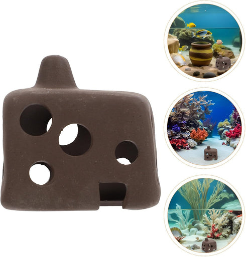 3pcs SOLUSTRE Aquarium Fish Cave Shelter with Multiple Holes Ceramic Betta Fish and Shrimp Hiding House for Breeding