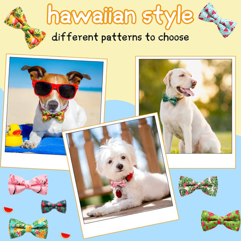 16 Pcs Dog Bow Ties Collar Attachment Slides, Cute Detachable Bowties for Dogs and Cats with Elastic Bands