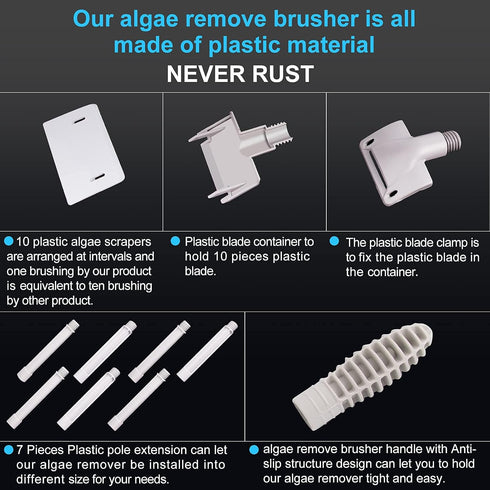 Saltwater Aquarium Cleaner, Fish Tank Scraper Cleaning Tools 17.7-48 Inch for Acrylic or Glass