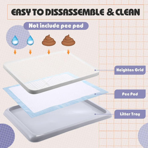 2 (19.7 14.2 Inch,Gray) Mifoci Pcs Dog Potty Tray Mesh Puppy Training Pad Holder Floor Protection Portable Pee Pad Pet