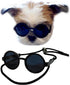 G016 Small Breed Dog Sunglasses for Pets up to 15lbs, Round Tiny Design, Black