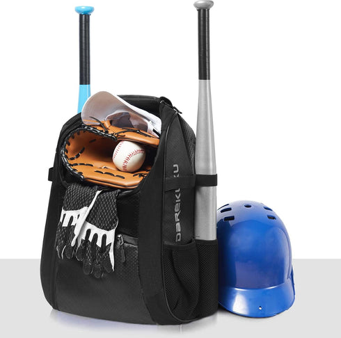 Youth Baseball Backpack - Softball Bat Bag for Boys & Girls with Fence Hook and Shoe Compartment
