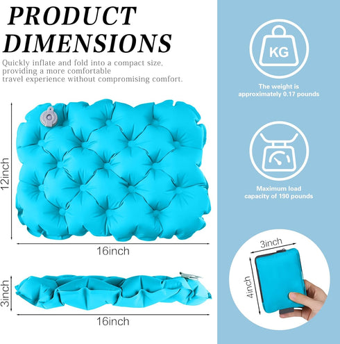 Tifuld Inflatable seat Cushion-Travel Cushion Lnflatable Portable Air Sitting Pad for Stadium Camping OfficeCan also be