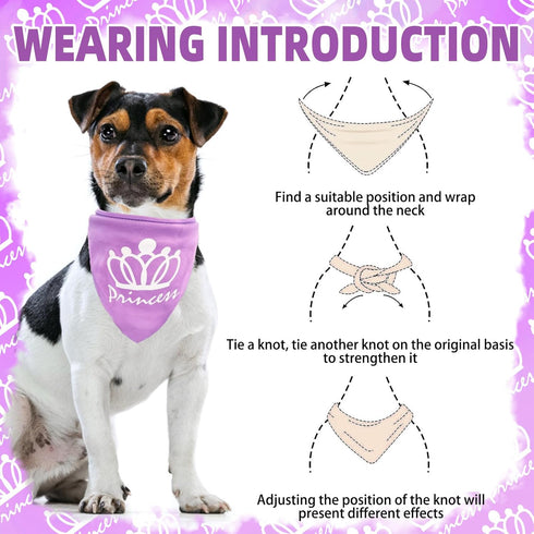 PUPTECK Dog Bandana - Triangle Bibs Scarf Pet Accessories, Photo Prop for Small Medium Large Dogs Girls, Purple